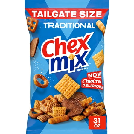 Chex Mix Traditional Original Recipe Snack Mix, Snacks, Tailgate Size, 31 oz