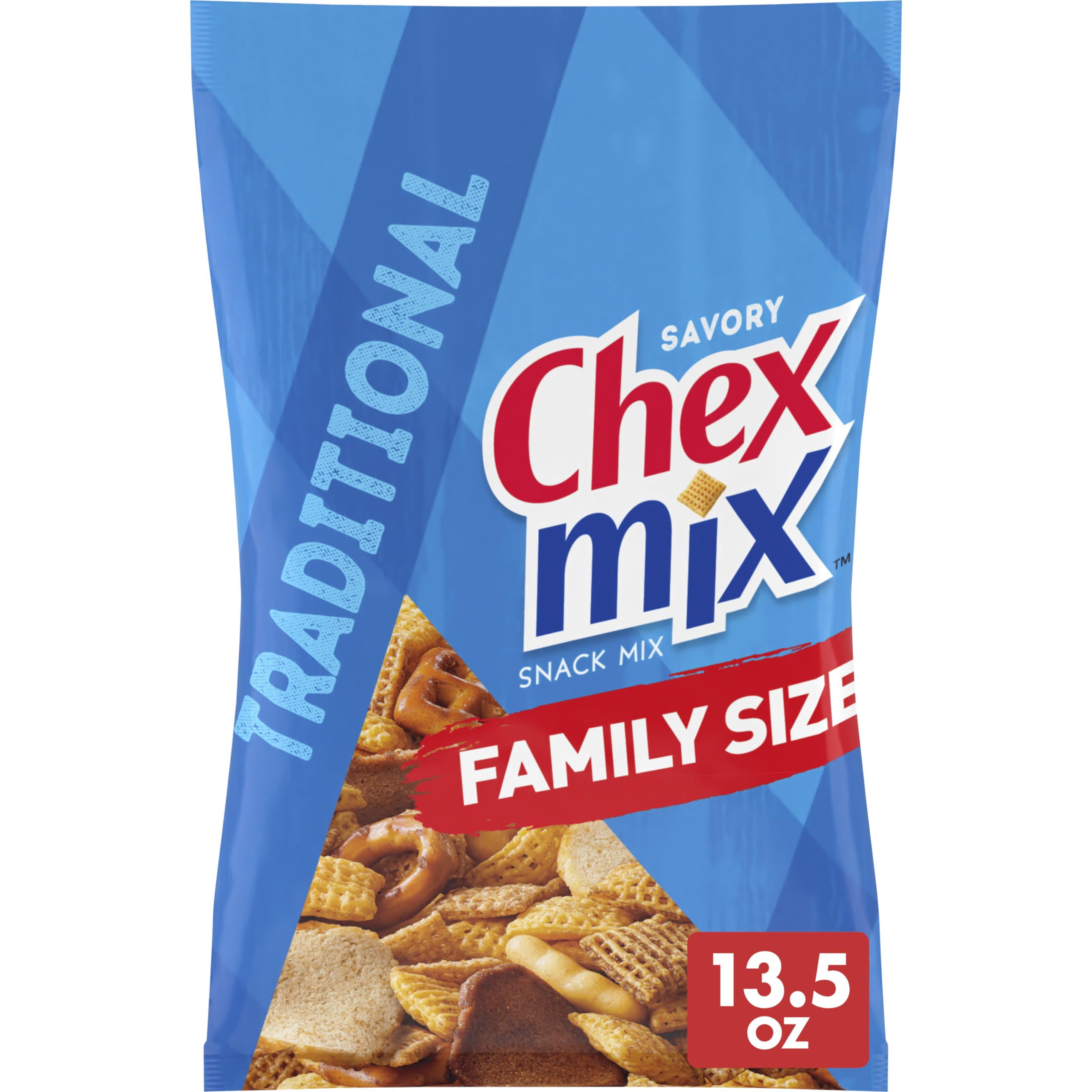 Chex Mix Traditional Savory Snack Mix, Family Size, 13.5 Oz