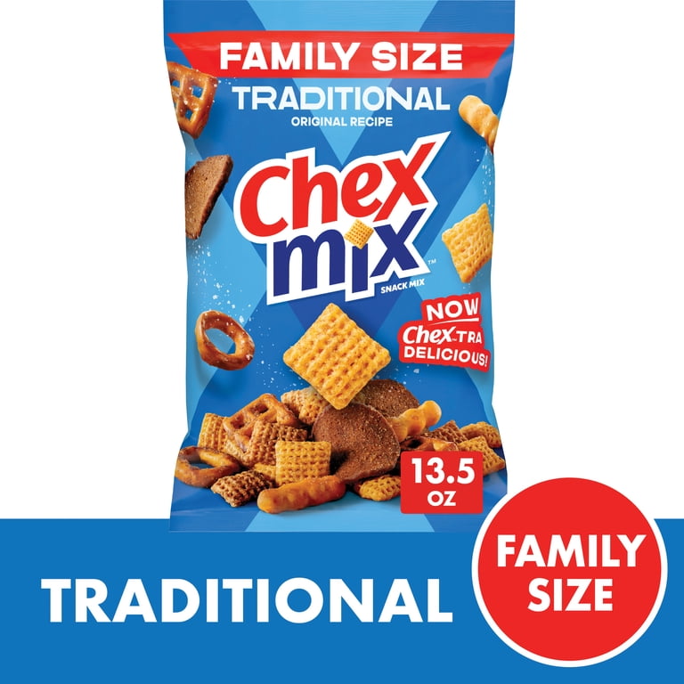 Chex Mix Traditional Savory Snack Mix Family Size 13.5 oz Crackers