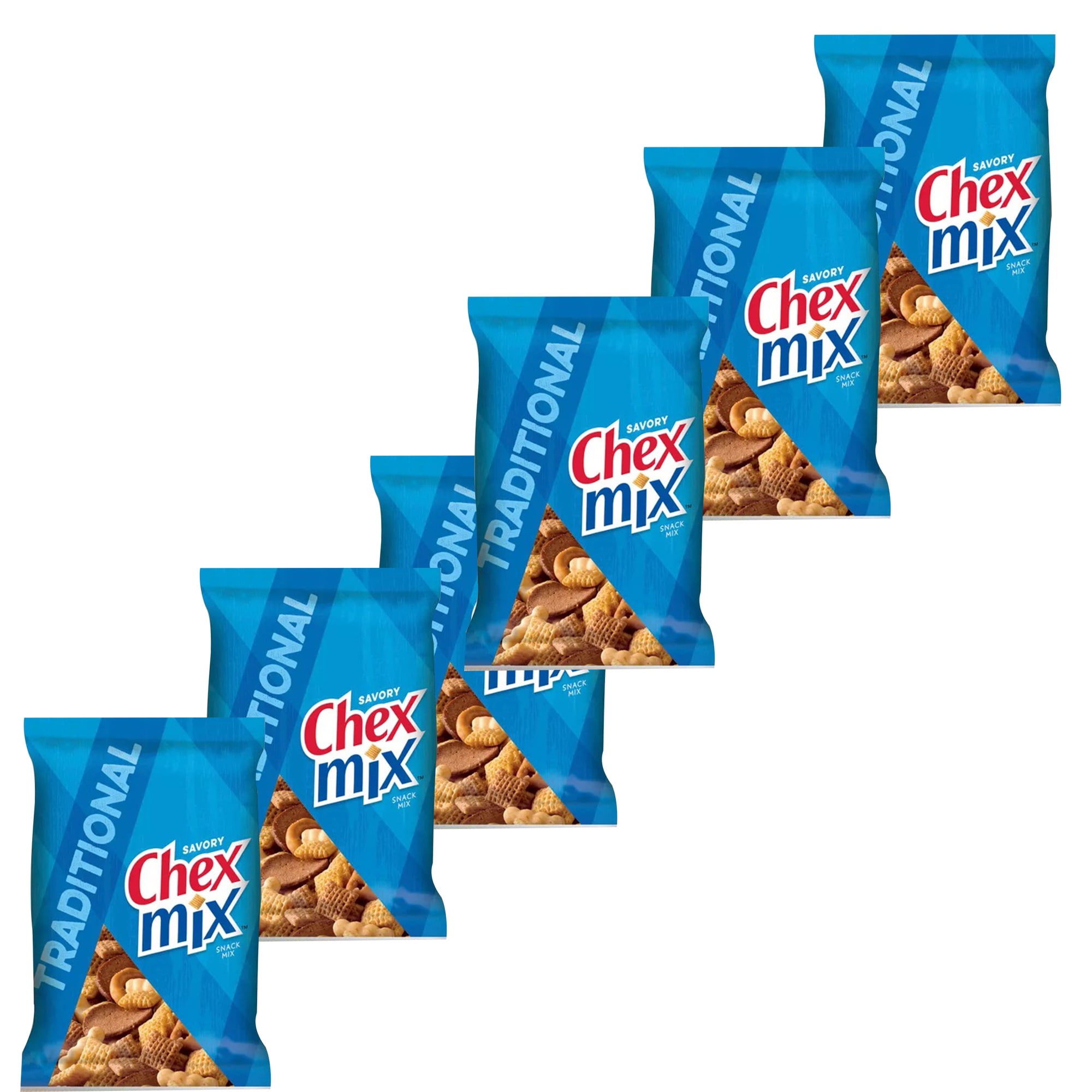 Chex Mix Traditional Savory Snack That Comes in a Variety of Shapes, 1.75 Oz. Per Pack, 6 Packs