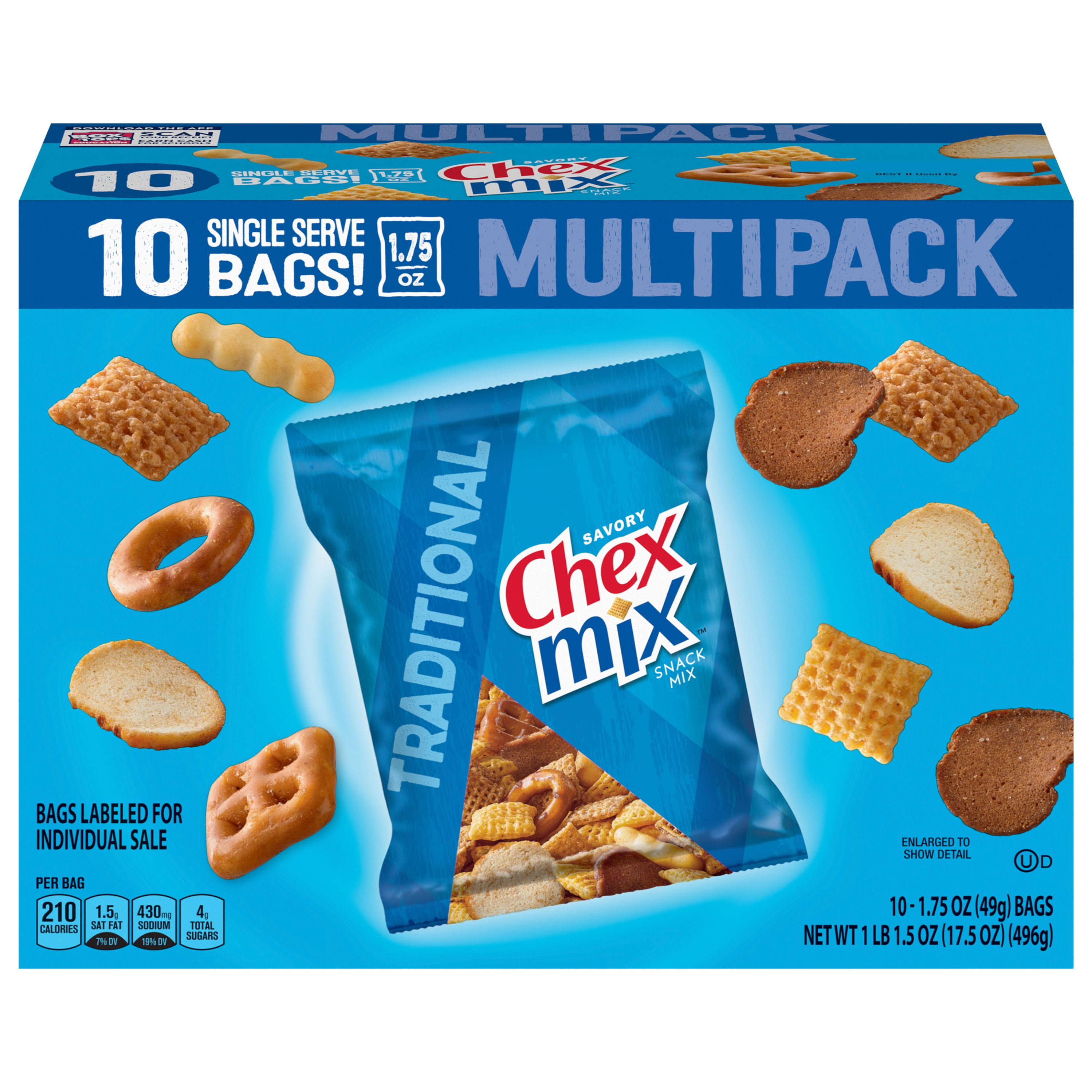 Chex Mix Traditional Snack Mix Multipack, 10 ct (Package May Vary)