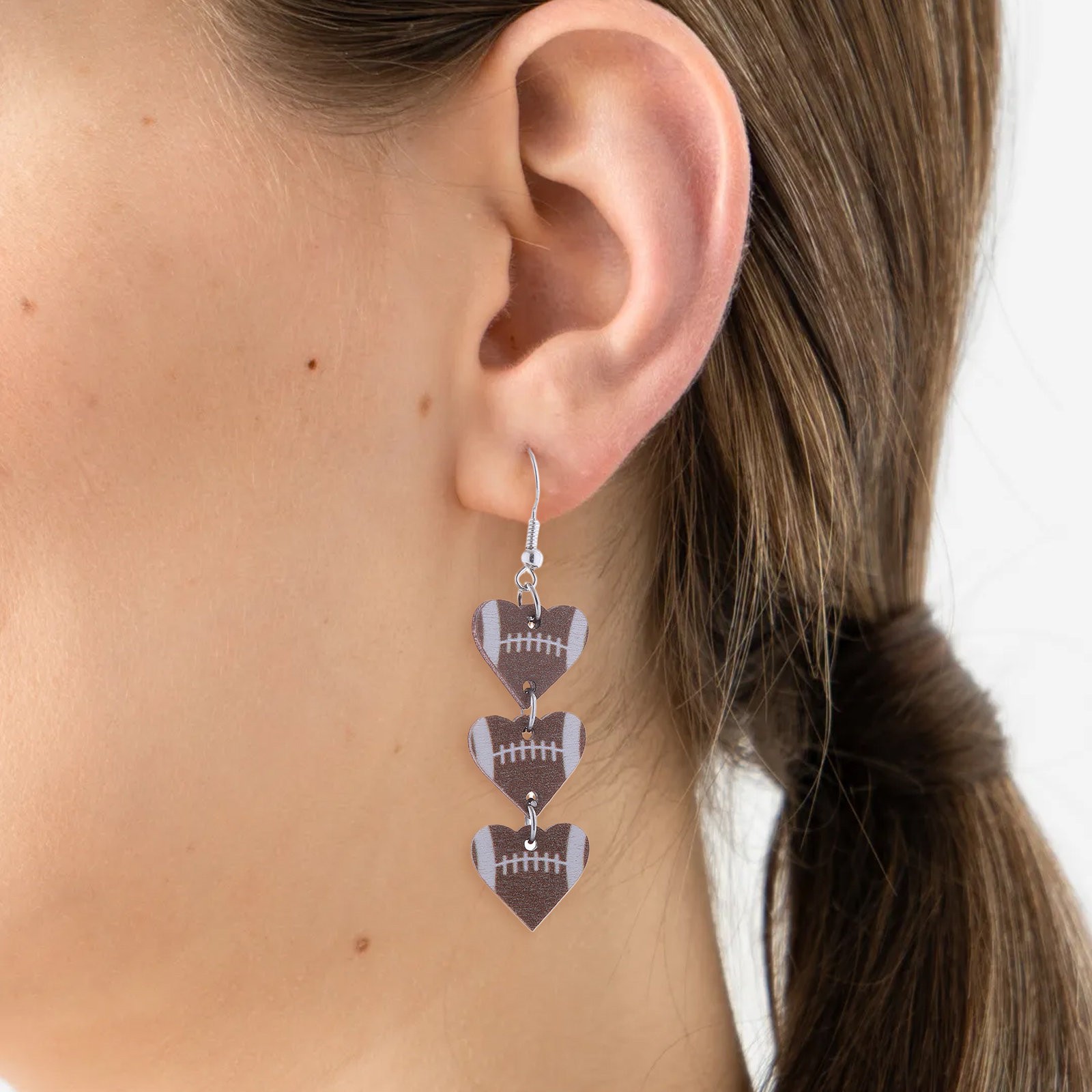 Chexio Clearance Fashion Earrings Earrings 2024 New Wooden Baseball Rugby Football Basketball