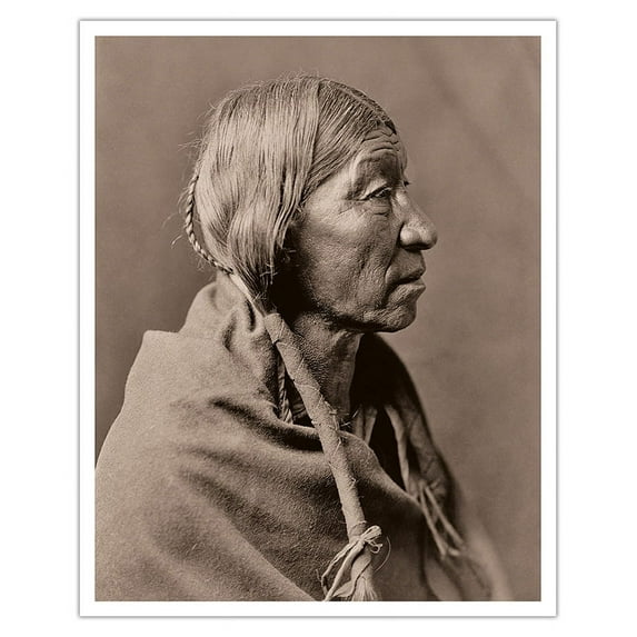 Cheyenne Male Profile - The North American Indians - Vintage B&W Historical Photograph by Edward S. Curtis c.1910 - Fine Art Matte Paper Print (Unframed) 16x20in