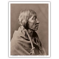 Cheyenne Male Profile - The North American Indians - Vintage B&W Historical Photograph by Edward S. Curtis c.1910 - Master Art Print (Unframed) 9in x 12in