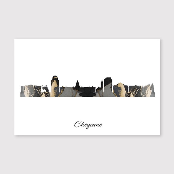 Cheyenne Skyline Map Canvas Wall Art – Modern Minimalist Geography Print for Home Decor – 8x12 inch
