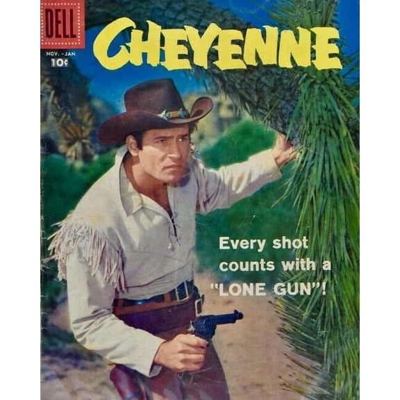 Cheyenne TV series comic book cover art Clint Walker gun drawn 8x10 inch photo
