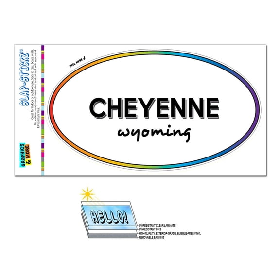Cheyenne, WY - Wyoming - Rainbow - City State - Oval Laminated Sticker