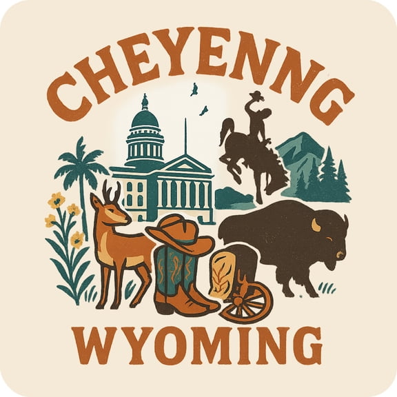 Cheyenne Wyoming Keepsakes Souvenir Vinyl Sticker – Destination Travel Keepsake Collectible (3-Inches Wide)