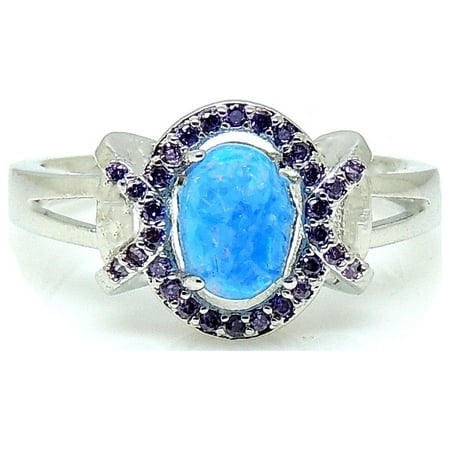 Cheyna Statement Ring Blue Fire Opal Purple CZ Ginger Lyne Collection