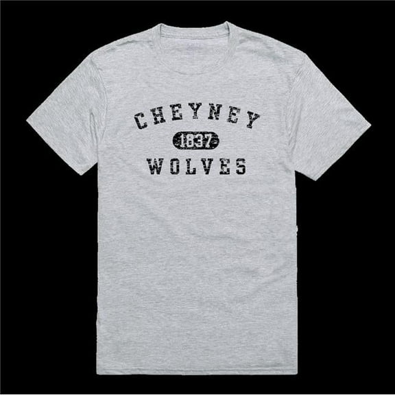 Cheyney University Wolves Distressed Arch College T-Shirt, Heather Grey - Small
