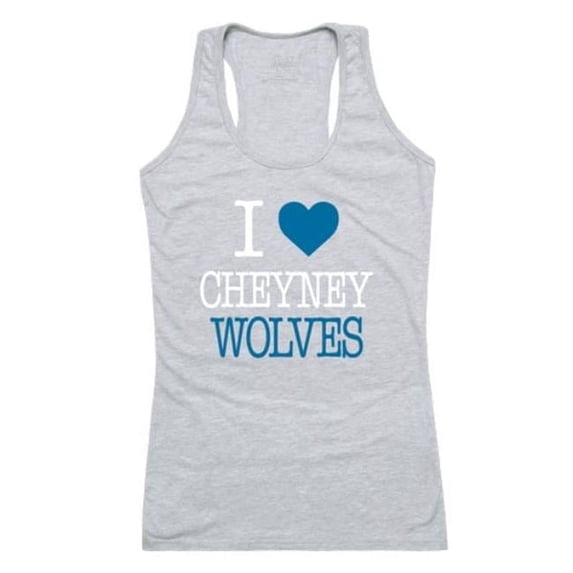 Cheyney University Wolves Women I Love Tank Top, Heather Grey - Large
