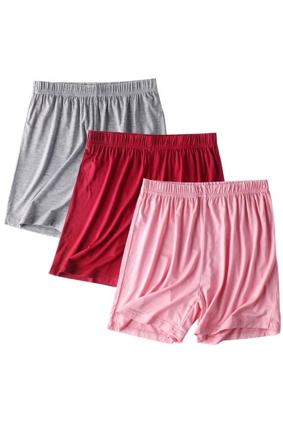 3Pc Womens Summer Shorts, Elastic Waist Thin For Sports, Casual Outerwear Gray 3XL
