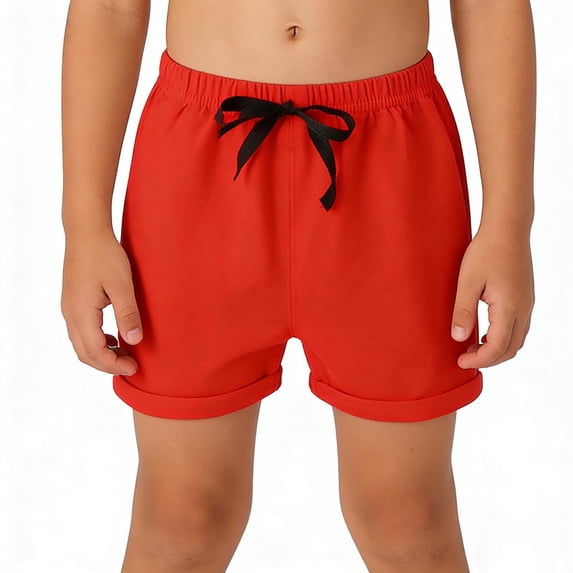 Cheytotty Children'S Summer Solid Casual Sports Shorts With Drawstring For Kids Red 5-6Years