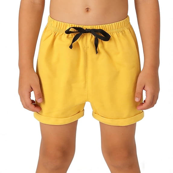 Cheytotty Children'S Summer Solid Casual Sports Shorts With Drawstring For Kids Yellow 2-3Years