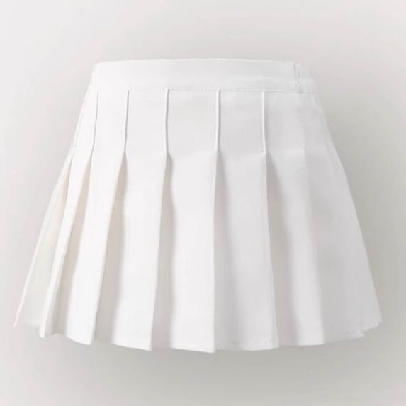 Cheytotty Girls' Pleated Skirt, College Style Solid Color Short A-Line Half Body, Fashionable Casual For Kids White 8 Years