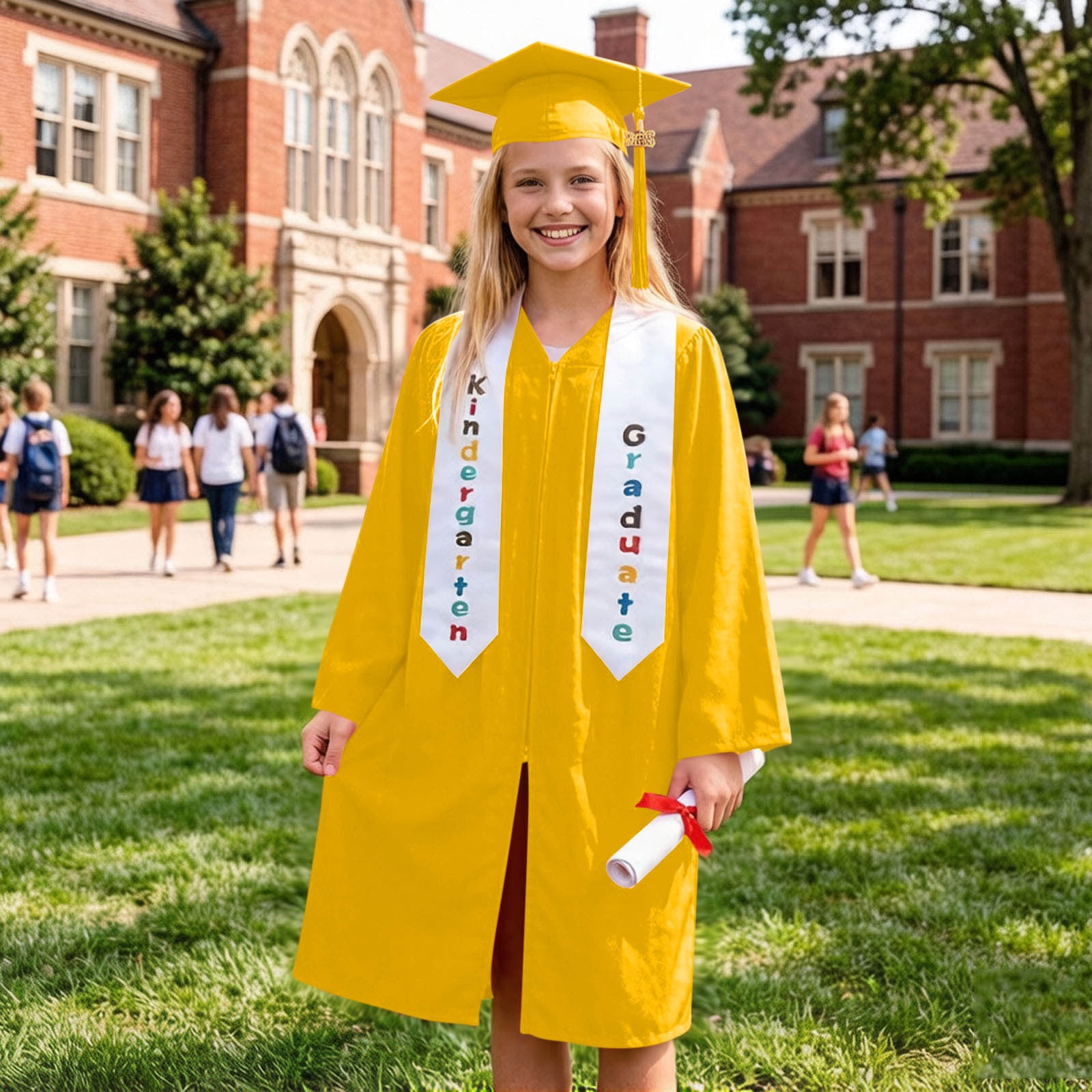 Cheytotty Graduation Gown Cap 4 Piece Set 2026 For Children , Solid ...