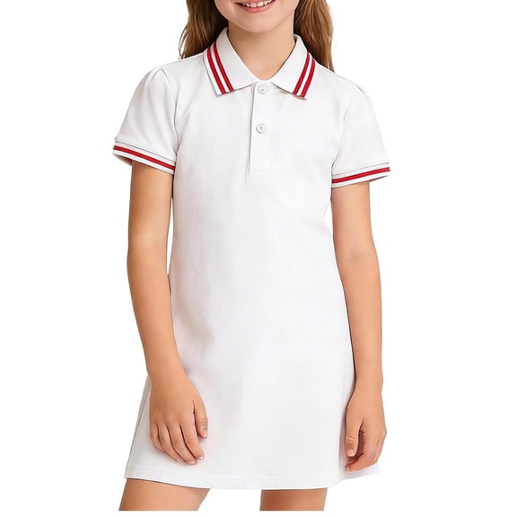 Cheytotty Junior High Dress, Knee Length Collar Button, Summer Princess Style White 15 Years