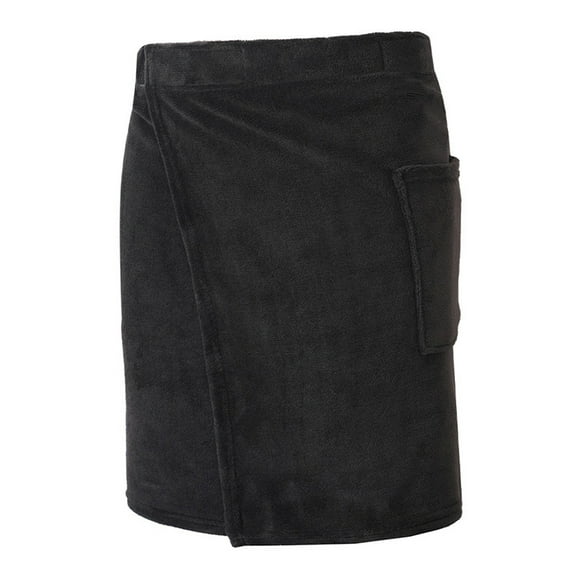 Cheytotty Mens Bathrobe Adjustable Shower Wrap Wearable Bath Wrap Towel Body Spa Towel With Pocket Loungewear Black L