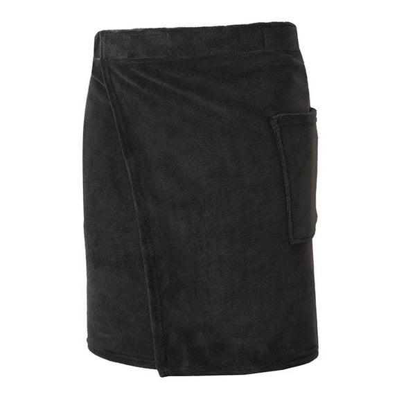 Cheytotty Mens Bathrobe Adjustable Shower Wrap Wearable Bath Wrap Towel Body Spa Towel With Pocket Loungewear Black M