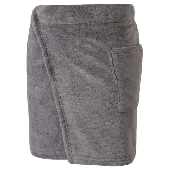 Cheytotty Mens Bathrobe Adjustable Shower Wrap Wearable Bath Wrap Towel Body Spa Towel With Pocket Loungewear Gray L