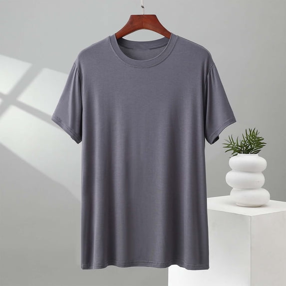 Cheytotty Mens Comfy Regular Tee, Round Neck Short Sleeve, Solid Color ...