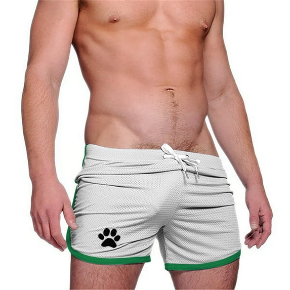 Cheytotty Mens Mesh Sports Shorts, Quick Drying For Beach, Breathable Fitness Casual White 2XL