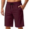 thumbnail image 1 of Cheytotty Mens Outdoor Beach Shorts with Pocket Lightweight Drawstring Elastic Waist Relax Fit Pants（Wine/XL）, 1 of 1