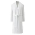 thumbnail image 1 of Cheytotty Mens Robe 3/4 Sleeve Pajamas Tie Waist Solid Color V Neck Loungewear Bath Robe With Pocket White Xl, 1 of 8