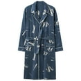 thumbnail image 1 of Cheytotty Mens Robe Cotton Knit Trends Loose Long Bathrobe Notch Collar Tie Waist Sleepwear Knee Length Robe With Pockets Blue 3Xl, 1 of 2