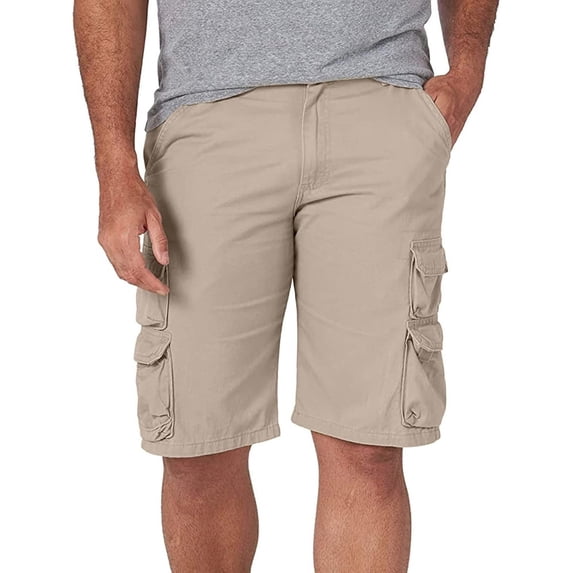Cheytotty Mens Workwear Shorts, Multi Pocket For Outdoor Sports, 5 Inch Loose Straight Beige XL