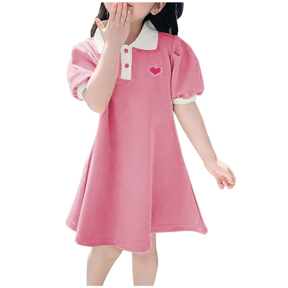Cheytotty Solid Color Girl'S Dress, Dress-Line Stylish Design For Aesthetic Comfortable, Casual Kids Wear Pink 3 Years