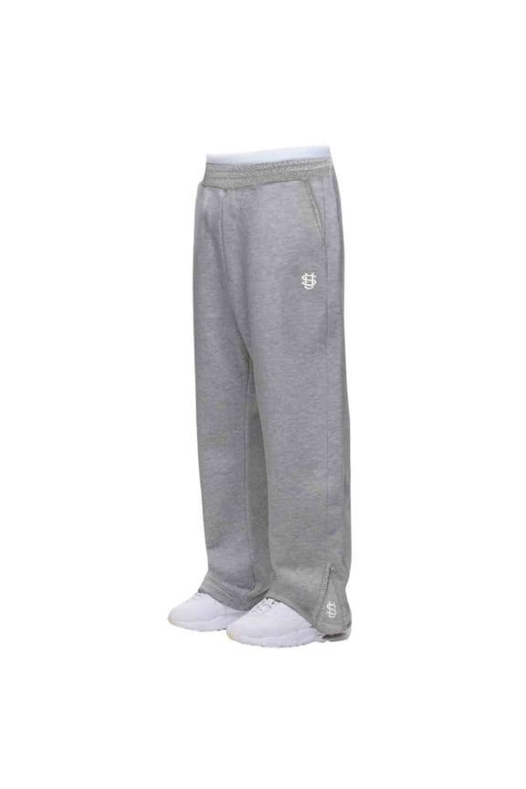 Sweatpant For Men Warm Fleece Solid Zip Fly Drawstring Waist Wide Leg Pant Comfy Streetwear Trendy Pants Gray L