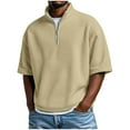 thumbnail image 1 of Cheytotty Waffle Henley Shirts For Men Short Sleeve Comfy Blouse Workout Golf Tops Khaki S, 1 of 8