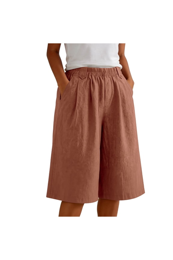 Womens Plus Size Shorts, Loose Knee Length For Summer, Casual Pink M