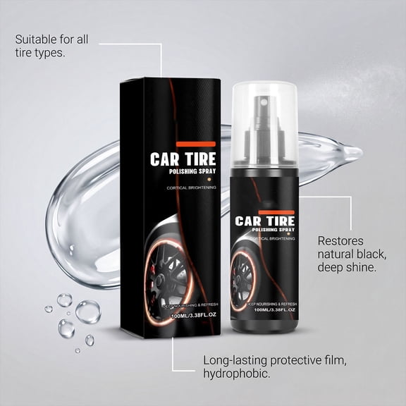 Cheyubny Car High Gloss Tire Shine Spray, 3.4 fl oz Long Lasting Car Tire Gloss Protection Agent, Portable Ceramic Tire Coating for Car & Motorcycles Protection Shine
