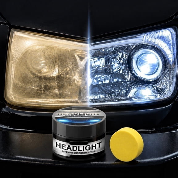 Cheyubny Yellow Car Headlight Restoration Kit, 1.8 oz Lens Polishing Headlight Cleaner and Restorer Kit, Oxidation Headlight Restore for Cloudy Plastic Headlights