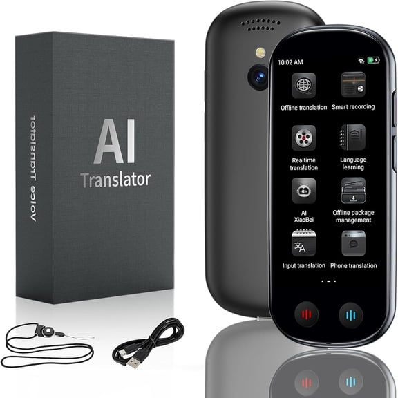 Cheyuez AI Language Translator Device Support 139 Languages Online,Offline,Photo,Text Translation,Black