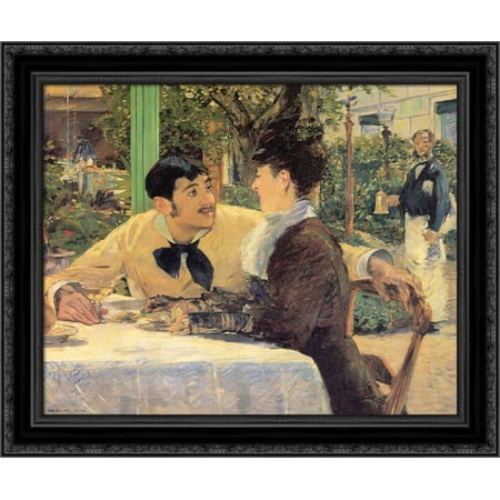 Chez Le P?re Lathuile 23x20 Black Ornate Wood Framed Canvas Art by Manet, Eduard