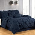 thumbnail image 1 of Chezmoi Collection 10-Piece Bed in a Bag Comforter Set, Pintuck Design, All Season Soft Microfiber Bedding with Sheets, Pillow Shams & Decorative Pillow, Midnight Navy, Full, 1 of 9