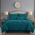 thumbnail image 1 of Chezmoi Collection 10-Piece Bed in a Bag Comforter Set, Pintuck Design, All Season Soft Microfiber Bedding with Sheets, Pillow Shams & Decorative Pillow, Teal, Full, 1 of 9
