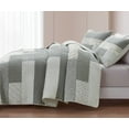 thumbnail image 1 of Chezmoi Collection 2-Piece Muted Gray White Ivory Floral Plaid Rectangular Patchwork Cotton Quilt Reversible Lightweight Bedspread Set, Twin Size, 1 of 9