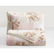 Chezmoi Collection 2-Piece Pre-Washed Cotton Printed Rosy Floral Patchwork Coton Quilt Set