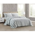 thumbnail image 1 of Chezmoi Collection 3-Piece Buffalo Check Plaid Cotton Quilt Reversible Lightweight Bedspread Set, King, Gray/White, 1 of 7