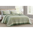 thumbnail image 1 of Chezmoi Collection 3-Piece Chic Green Floral Patchwork Stripe Cotton Quilt Reversible Lightweight Bedspread Set, Queen Size, 1 of 7
