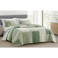 thumbnail image 1 of Chezmoi Collection 3-Piece Chic Green Floral Stripe Patchwork Cotton Quilt Reversible Lightweight Bedspread Set, Oversized King Size, 1 of 7