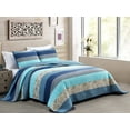thumbnail image 1 of Chezmoi Collection 3-Piece Coastal Paisley Cotton Striped Patchwork Quilt Reversible Lightweight Bedspread Set, Queen Size, 1 of 7