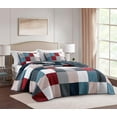 thumbnail image 1 of Chezmoi Collection 3-Piece Cotton Patchwork Quilt Set, Solid Polka Dot Striped Lightweight Reversible Bedspread Set, Queen Size, 1 of 7
