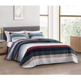 thumbnail image 1 of Chezmoi Collection 3-Piece Cotton Patchwork Striped Quilt Set, Solid Polka Dot Candy Stripe Lightweight Reversible Bedspread Set, Queen Size, 1 of 7