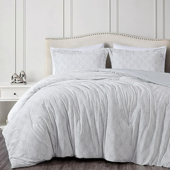 Chezmoi Collection 3-Piece Embossed Velvet Comforter Set Queen Size, Gray - Soft Plush Velvet Bedding Set with 2 Pillow Shams for All Seasons with Washed Microfiber Reverse