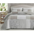 thumbnail image 1 of Chezmoi Collection 3-Piece Hibiscus Plaid Patchwork Cotton Quilt Reversible Lightweight Bedspread Set, King Size, 1 of 8